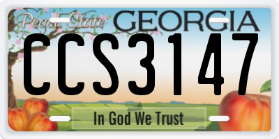 GA license plate CCS3147