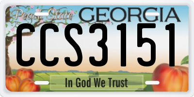 GA license plate CCS3151