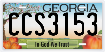 GA license plate CCS3153