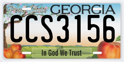 GA license plate CCS3156
