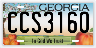 GA license plate CCS3160
