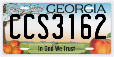 GA license plate CCS3162