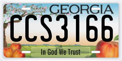 GA license plate CCS3166