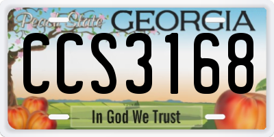 GA license plate CCS3168