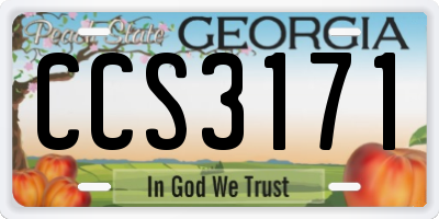 GA license plate CCS3171