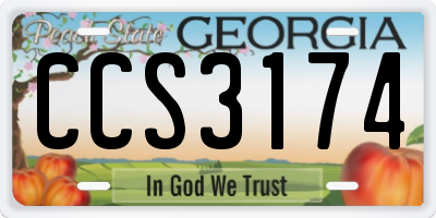 GA license plate CCS3174