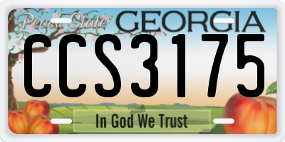 GA license plate CCS3175