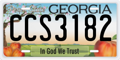 GA license plate CCS3182