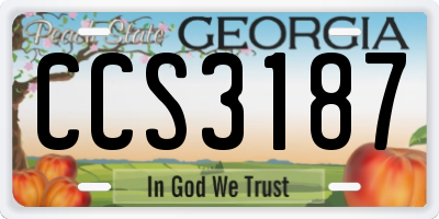 GA license plate CCS3187