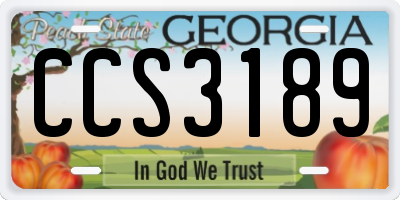 GA license plate CCS3189
