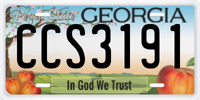 GA license plate CCS3191