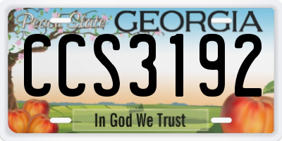 GA license plate CCS3192