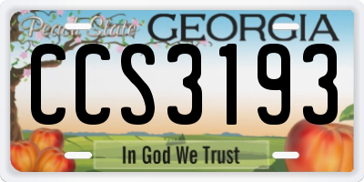 GA license plate CCS3193