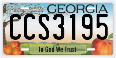 GA license plate CCS3195