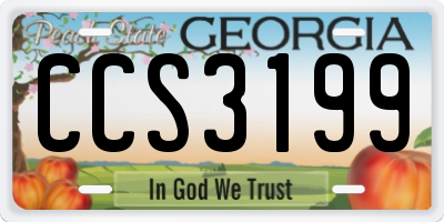 GA license plate CCS3199