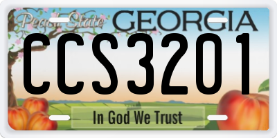 GA license plate CCS3201