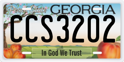 GA license plate CCS3202