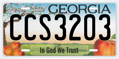 GA license plate CCS3203