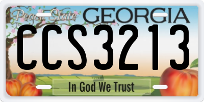 GA license plate CCS3213