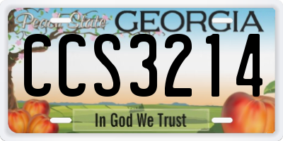 GA license plate CCS3214