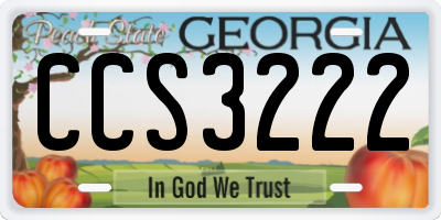 GA license plate CCS3222