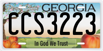 GA license plate CCS3223