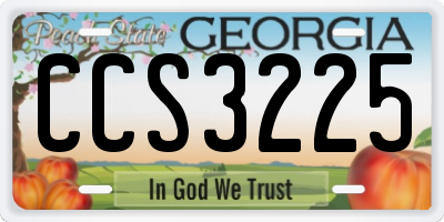 GA license plate CCS3225