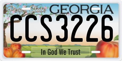 GA license plate CCS3226