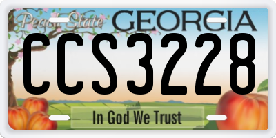 GA license plate CCS3228