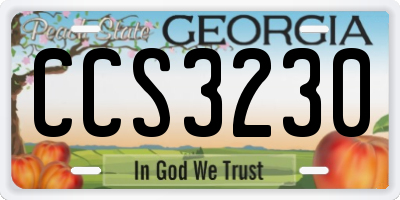 GA license plate CCS3230