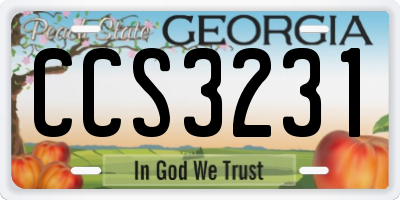 GA license plate CCS3231