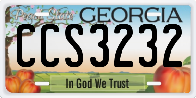 GA license plate CCS3232