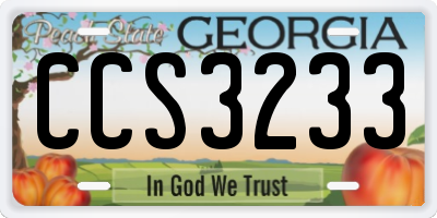 GA license plate CCS3233