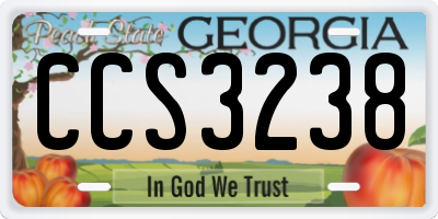 GA license plate CCS3238