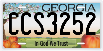 GA license plate CCS3252