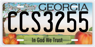 GA license plate CCS3255
