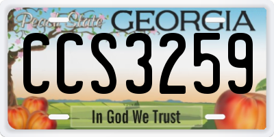 GA license plate CCS3259