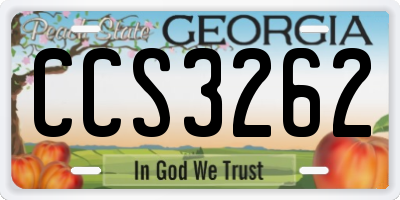 GA license plate CCS3262