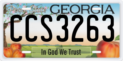 GA license plate CCS3263