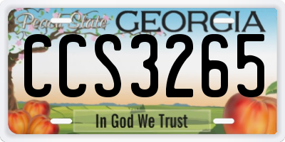 GA license plate CCS3265