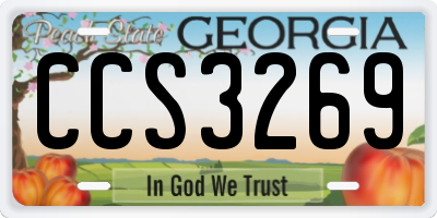 GA license plate CCS3269