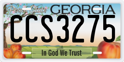 GA license plate CCS3275