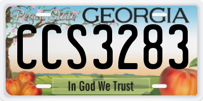 GA license plate CCS3283