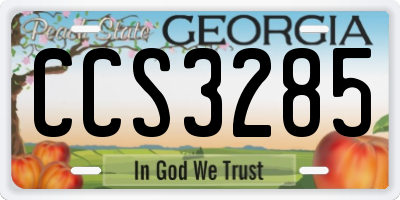 GA license plate CCS3285