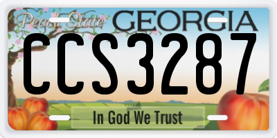 GA license plate CCS3287