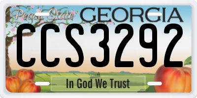 GA license plate CCS3292