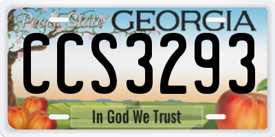GA license plate CCS3293