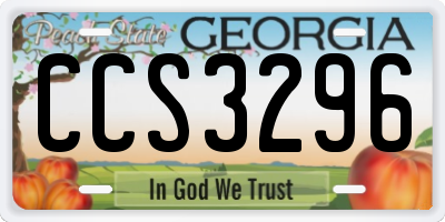 GA license plate CCS3296