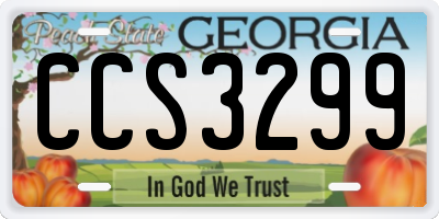 GA license plate CCS3299