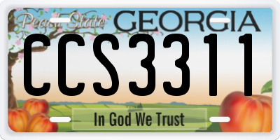 GA license plate CCS3311